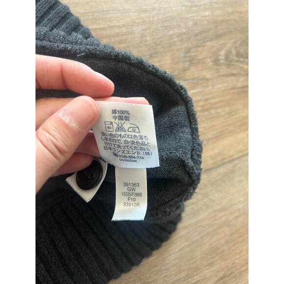 Land's End Men's Size XL 1/4 Button Sweater Elbow Patches Warm Dark Gray - Picture 3 of 9